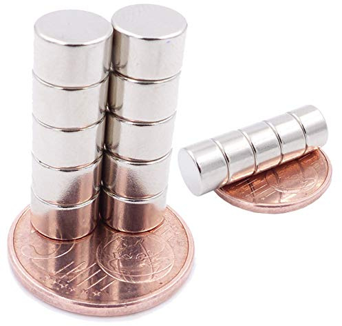 Brudazon | 15 Scheiben-Magnete 8x5mm | N52 Güteklasse - Neodym-Magnete | Ideal für Modellbau, Foto, Whiteboard, Werkstatt, Kühlschrank | Magnetscheibe