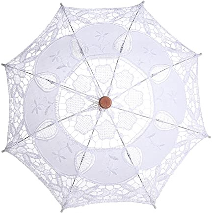 Hochzeits-Spitze-Regenschirm, Sonnenschirm Sun-Regenschirm-modernes Mädchen-Regen-Regenschirm-Foto, das Dekoration macht(Weiß L Größe)