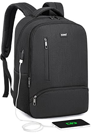 Kono Travel Laptop Backpack with USB Charging Port Water Resistant Work Business Computer Bag Schoolbag Rucksack for Women Men Casual Daypack Fits 15.6 Inch Laptop