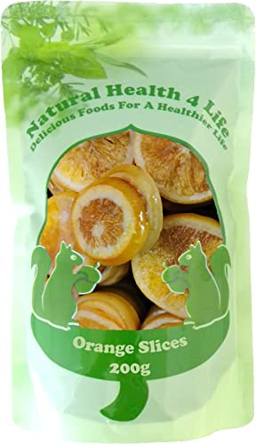 Natural Health 4 Life Glace Candied Orange Slices 200g, Vegan Dried Orange Slices, Dehydrated Dried Fruit for Cocktails, Cake Decorating, Baking and Jam Making (1 Bag)