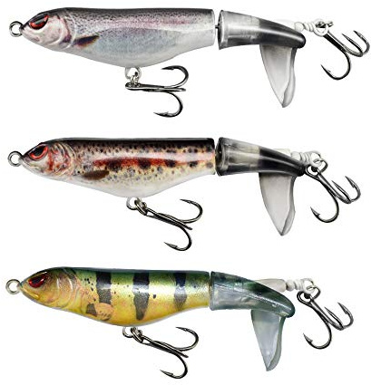 ods lure Ensemble de leurres pour la pêche Appâts artificiels Whopper Plopper Leurre de Surface Dur avec Queue tournante et hameçons (Kit 2)