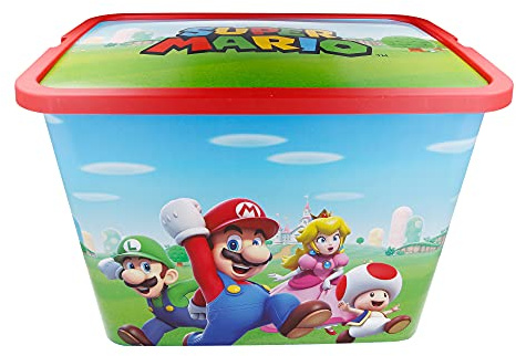 Super Mario Storage Box 23 Litre Click Lock Lid BPA Free Kids - Stor | Durable storage container for toys and accessories. Secure click-lock lid. Ideal for bedrooms and playrooms.