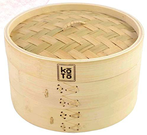 KOTO Eco-friendly 2 Tier with lid Bamboo steamer with lid, 30cm, 11.8