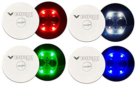 Birdi Disc Golf-lampor – LED – platt cirkulär fyrljus LED-skiva golflampor – mycket ljus– glödande skivgolf – nattdisk golf – 8-pack (multi)