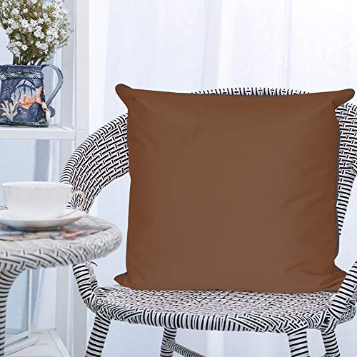 LILENO HOME Kissen 60x60 cm [2er Set] - Wasserabweisende Kissenhülle Braun (ohne Füllkissen) - Kissenbezug wasserfest als Gartenkissen oder Dekokissen - Kissenhülle Indoor und Outdoor