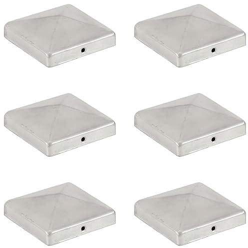 vidaXL 6X Bouchons de Poteau de Clôture Pyramidaux Chapeau de Poteau Capuchon Terrasse Porche Extérieur Galvanisé à Chaud Métal Galvanisé 101x101 mm