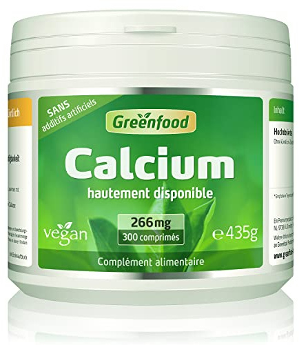 Greenfood Calcium, 300 comprimés, biodisponibilité élevée - pour au fonctionnement normal des enzymes digestives -SANS additifs artificiels. Sans génie génétique. Vegan.
