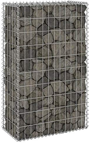Tidyard Gabionenwand mit Abdeckung Gabione Steingabionen Steinkorb Gabionen Wand Drahtkorb Draht Mauer Verzinkter Stahl 60x30x100 cm