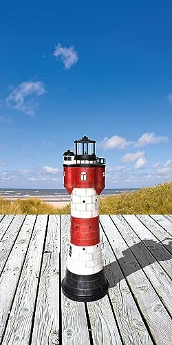 Jürgen Westerholt Leuchtturm Roter Sand Solar 50 cm Solarbetrieben Maritime Dekoration mit LED Beleuchtung Dekofigur