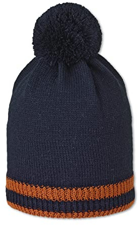 Sterntaler Berretto Unisex per Bambini con Pompon, Blu Marino, 53