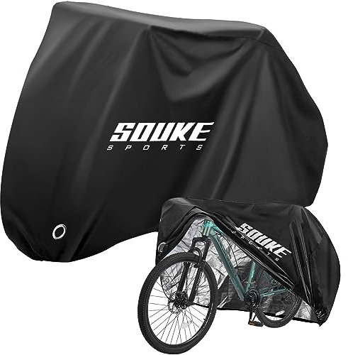 Souke Sports Bicycle Tarpaulin Bike Cover Waterproof for Outdoor Storage 210D Oxford Fabric with Lock Hole Protective Cover for All Types of Bikes 180 x 60 x 90 cm