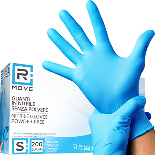 200 gants Nitrile Bleu sans Gants d'examen jetables poussière, sans latex, hypoallergéniques, gants pour esthéticiennes, tatoueurs, domaines médicaux, manipulation des aliments (S)