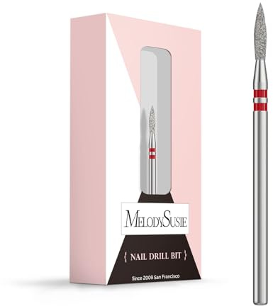 MelodySusie 2 mm flamformad nagelband ren nagelborr bit 3/32 tum, professionell säkerhet karbid diamant under nagel rengöring för nagelband död hud naglar förbereder, nybörjare bitar, serie Bit-S, fin