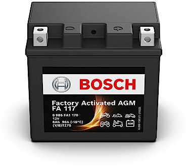 Bosch FA117 - Batteria AGM per motocicli - 12V 90A 6Ah - Adatta per moto, motociclette, enduro, scooter, quad, moto d'acqua - Compatibile M6009, BTZ7S