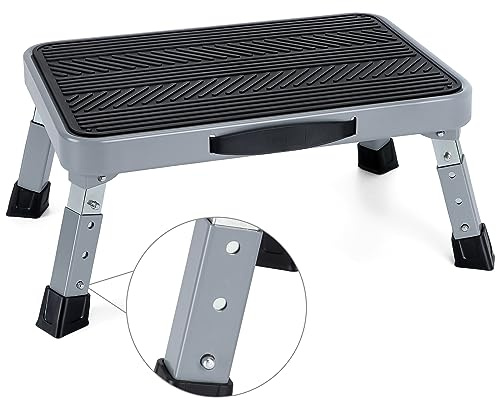 Height-Adjustable 7- 9 Folding Step Stool with Non-Slip Platform 10 x 15 - Portable Step Ladder for Adults and Kids - Perfect for Office, Kitchen, Home - Sturdy - Supports up to 330 Lbs