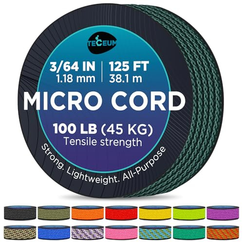 TECEUM Micro Paracord Rope – Thin Braided Cord for Crafting, DIY, Camping