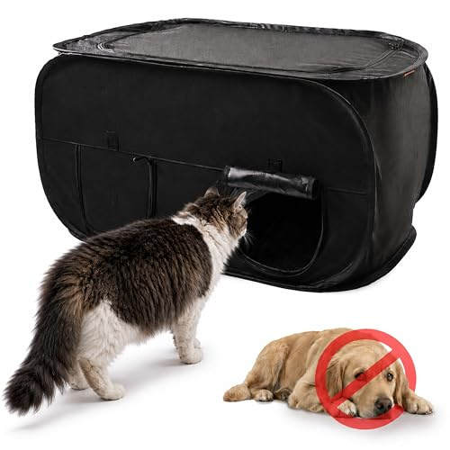 PEXTER Cat Litter Box Enclosure, Dog Proof, Discreet and Hidden Cat Litter Box Hider, Kitty Litter Trap Design with Easy-Clean Feature, Scoop and Deodorizer Storage Pockets, Lightweight and Waterproof