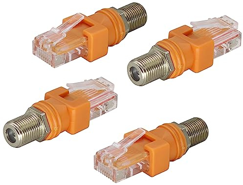 AAOTOKK BNC Weiblicher RJ45 Männlicher Koaxialadapter,der für Prüfgeräte wie Analysatoren,Tester und Linieninstrumente Verwendet Wird,kann Keine Videos übertragen Anschließen. (4 Pack, F to RJ45)