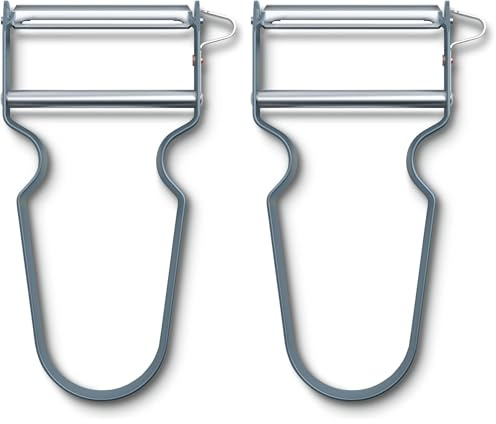 Victorinox, REX Profi Sparschäler, gerader Schliff, Extra Scharf, Aluminium, Blau (Packung mit 2)