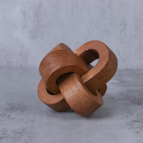 URMAGIC Wood Knot Decor,3-Link White Wood Chain Link Decor,10cm Wooden Links Knots,Boho Wooden Knot Decorative Object,Coffee Table Decor,Hand Carved Wood Crafts,Decorative Chain Wood Decor(C),(ZH UK)