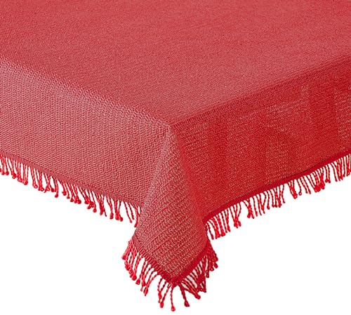 Tischdecke Gartentischdecke Weichschaum Outdoor PVC rechteckig Terrasse Balkon rutschfest wetterfest (Rot, 130 x 160 cm)