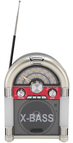 Radio Portátil, Receptor de Banda Am FM SW, Radio Retro para Personas Mayores, Radio Portátil Bluetooth Inalámbrica Multifunción para Camping, Cocina, Hogar, Oficina, Al (Gold)