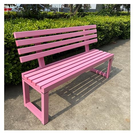 Outdoor Bank für Terrasse, Metall-Gartenbank mit Armlehnen, wetterfest, langlebig, pulverbeschichteter Stahlrahmen, Garten- oder Gehwegsitz für Veranda, Hof, Rasen, Deck, Rasen (Color : Pink, Size :