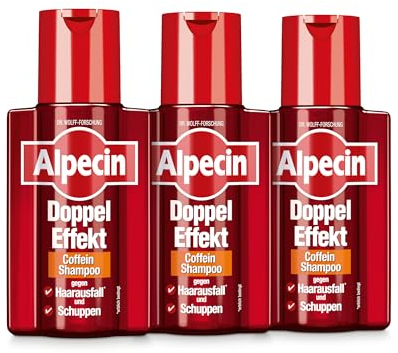 Alpecin Doppel-Effekt Coffein-Shampoo, 3 x 200 ml - Gegen erblich bedingten Haarausfall und Schuppen | Geeignet bei schnell fettender Kopfhaut