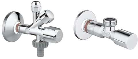 GROHE Original WAS - Kombi-Eckventil & | Sicherungstechnik - Eckventil | mit selbstdichtendem Anschlussgewinde, Wandanschluss 1/2 Zoll mit Schubrosette, Abgang 1/2 Zoll | 22043000