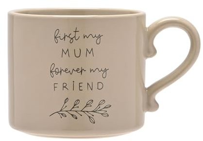 Widdop Moments Stoneware Ceramic Mum Mug - Mum Forever Friend Mug | Fawn Colour - Coffee Mug Tea Hot Drinks - Approx 350ml - Gift for Mum Birthday Mother's Day Present