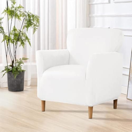 SHANNA Bankett Samt Sesselbezüge: Mid Century Luxus 1Stück Stuhlhussen Super Weicher Jacquard mit Elastischer Unterseite Möbelschutz für Wohnzimmer Schlafzimmer (Creme)