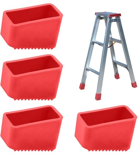 4 Stück 50 x 20 mm Ersatz Leiterkappen Fußkappen, Leiter Rutschfeste Füße Matte, Schutzkappen Gummifüße Ersatzfüße für Leitern, Universal Leiter Fußa Bdeckungen Zubehör für Heim Arbeiter Klappleiter