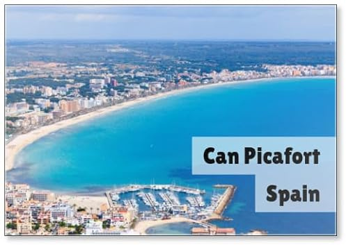 Kühlschrankmagnet Mallorca, Can Picafort, Sant Pere Aerial Shot City, Strand und S