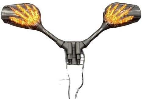 Motorrad Seitenspiegel Für 10mm Motorrad Skeleton Hand Klaue Rückspiegel Mit Bernstein Blinker Lichter