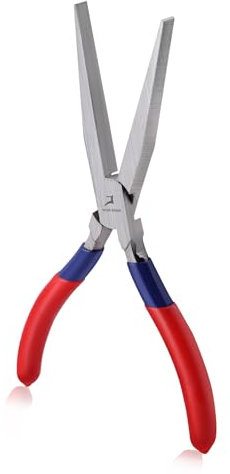 GOLD DEER 7 Inch Long Flat Nose Pliers, Smooth Jaw, Extra Long Nose, Jewelry Making, Wire Bending, Wrapping, Straightening, Dip Plastic Handle