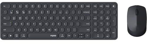 Rapoo 9310M Tastatur Maus Set Kabellos - Bluetooth & 2.4G USB Wireless, Multi Device bis 4 Geräte, kompaktes Aluminium Gehäuse flach, QWERTZ Layout Deutsch, dunkelgrau