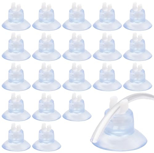 20 Pack Aquarium Suction Cup Clips, Standard Aquarium Accessories Suckers for Fish Tank Fit for 4-6 mm ID Airline Tubing Clear Air Hose Holder Clamp Accessories Suitable for Fish Tank Aeration Setup
