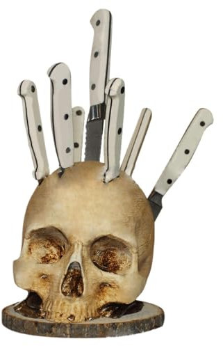Soportes para cuchillos para encimera, soporte para cuchillos de cocina, soporte de cuchillos de esqueleto de terror, soporte de bloque de cuchillos, bloque de cuchillos vacíos espeluznantes para