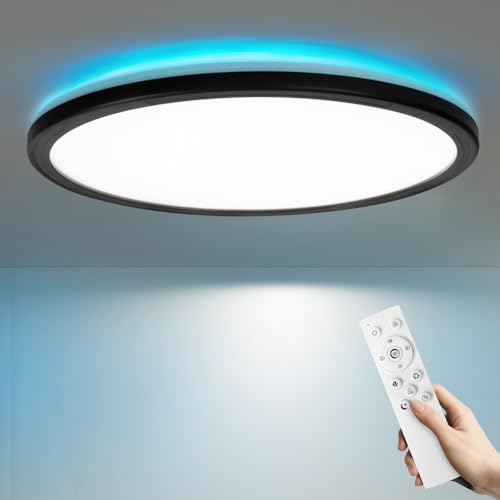 muyuua Deckenlampe LED Deckenleuchte Flach - Schlafzimmerlampe 30CM Badezimmerlampe 23W Küchenlampe Schlafzimmer Rhombenplatte Schwarz Deckenbeleuchtung Flurlampe Badlampe 3000K-6500K für Küche Flur | Badezimmerlampe 23W Küchenlampe Schlafzimmer Rhombenplatte Schwarz Deckenbeleuchtung Flurlampe Badlampe 3000K 6500K Küche