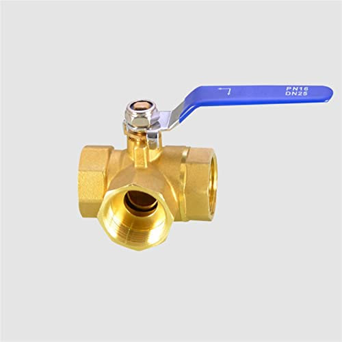 BSP Female Brass Full Port T-Port L-Port 3 Way Ball Valve Connector Adapter for Water Oil Air Gas 1Pcs(L-type,3/8 Inch)