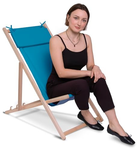 DreamRoots Liegestuhl Holz klappbar mit Kopfstütze, Aral