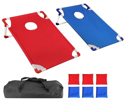 Cornhole Spiel Outdoor, Tragbar Cornhole Toss Set Mit 8 Cornhole Säckchen Und Tragetasche, Wurfspiel Für Terrasse, Garten, Rasen, Camping