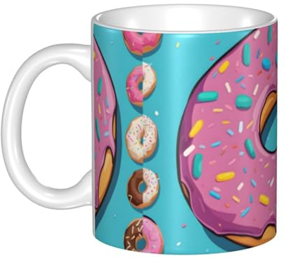 Gpkgsigt Tazza in ceramica con stampa a ciambella, per cappuccino, latte, cereali, yogurt, latte, bevande calde o fredde Forno a microonde