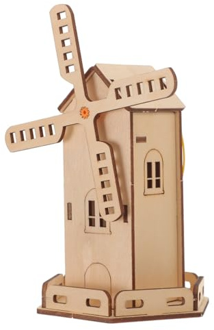 Gogogmee Solar Wooden Assembly Kit for DIY Solar-powered Science Windmill Safe Wood Material Educational Gift for Boys and Creative Birthday Present