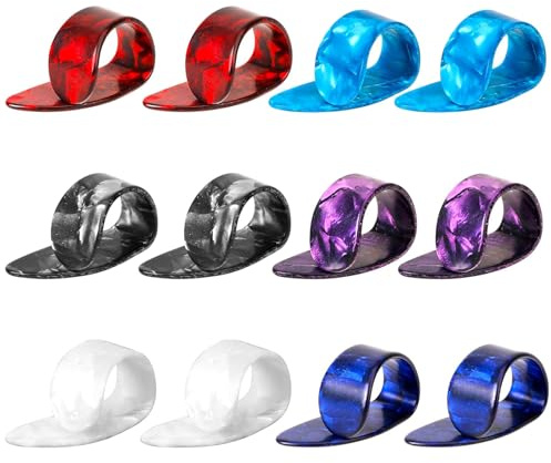 Lot de 12 Médiators Plats en Celluloïd, Médiators du Pouce, Celluloïd Finger Picks, Pics du Pouce pour Guitare Electrique et Basse