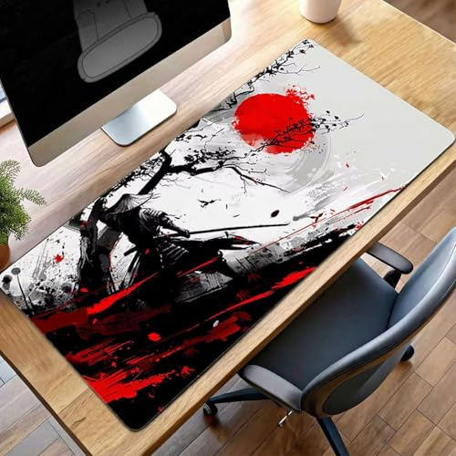 JEPGFOU Gaming Mouse Pad, 800x400x3 mm XXL Mouse Mat Red, Large Mousepad Landscape Extended Gaming Mats for, Non-Slip Rubber Base keyboard, Stitched Edges Office Accessories for Office PjY1863 4-2