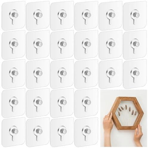 50 Pcs Bilderhaken Selbstklebend, Transparent Klebehaken, Klebeschrauben Ohne Bohren, Klebehaken Bilderrahmen, Bildaufhänger Selbstklebend, für Bilder, Poster, Fotos, Dekorative Gemälde(Max 5kg)