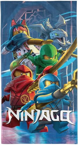 LEGO Ninjago Badetuch Aufstieg der Drachen 75x150 cm – Dragons Rising – 100% Baumwolle Strandtuch Duschtuch für Jungen – Geschenkidee Urlaub Freibad & Pool – Oeko-Tex Saunatuch (Legacy of the Masters)