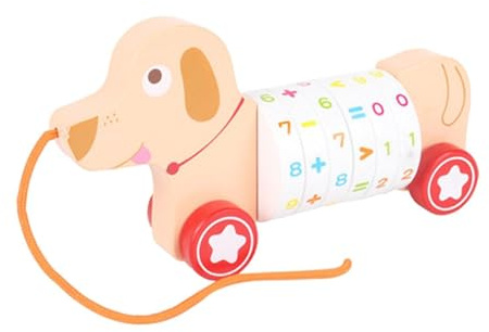 QUILSTM Giocattoli da traino luminosi e belli che offrono un tempo di gioco resistente all'usura e durevole per bambini in legno, auto con corda da tirare, giocattolo da traino