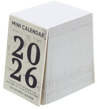 Kleiner Abreißkalender 365 Tage aus Papier mit Klarer Planung | Retro Minimalistisch, Kompakte Größe, für Journaling und Schreibtischdeko